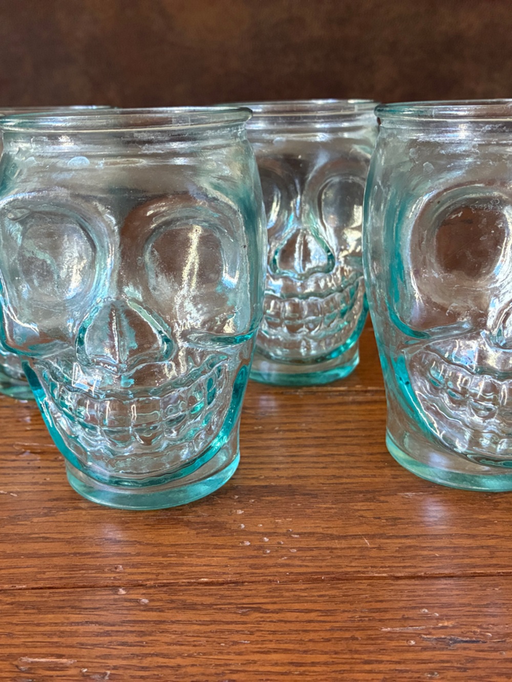 Set of Glass Skull Glasses in Aqua